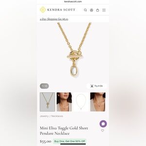 Kendra Scott Mini Elisa Toggle Gold Short Pendant Necklace